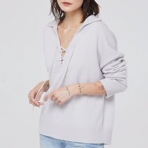 NWT NAKED CASHMERE Eleanor Tie Up 100% Cashmere Sweater In XS Sheepskin